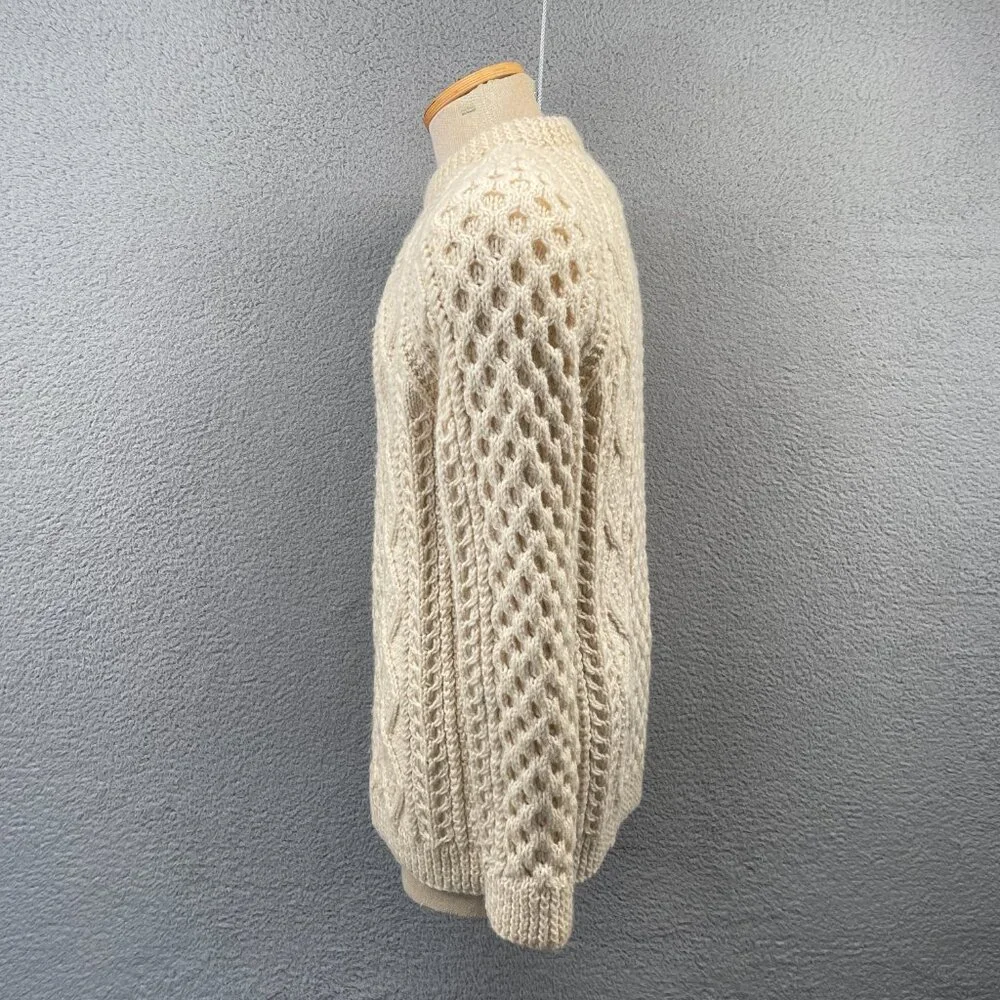 Vintage Mens Irish Fisherman Sweater KAM Knitwear Aran Hand Knits Wool 42 Medium - Picture 2 of 14